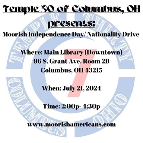 Moorish American Nationality Drive - Independence Day, Columbus ...