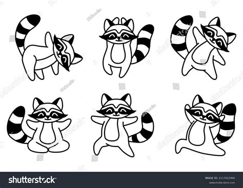 Raccoon Vector Silhouettes Set Isolated On Stock Vector (Royalty Free) 2117422466 | Shutterstock
