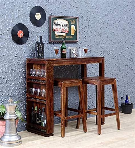 ganpati arts solid sheesham wood standard natural finish bar table and ...