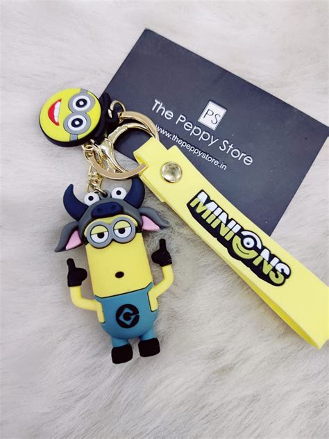 Minion Silicon Keychain with Bagcharm and Strap (Cosplay animal versio ...