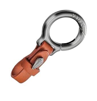 AUGEN Belt Loop Vegan Leather Leaf Key Ring Keychain For Keys Car (Tan ...