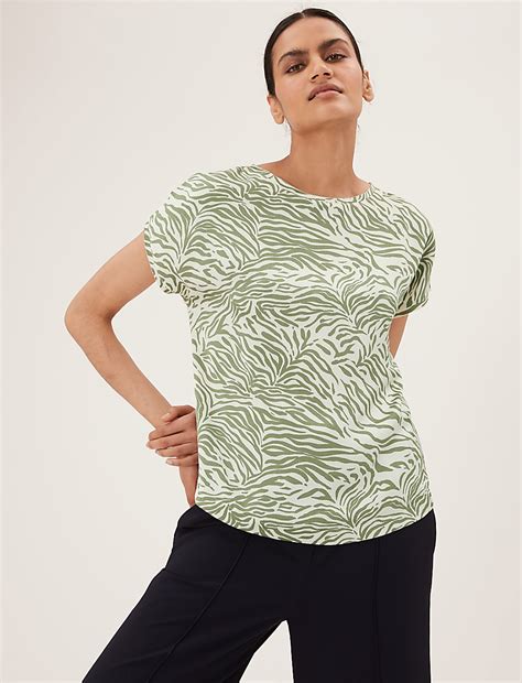 Buy Animal Print Slash Neck Relaxed Top at Marks & Spencer