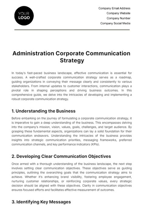 Sample Communication Strategy Template 的图像结果