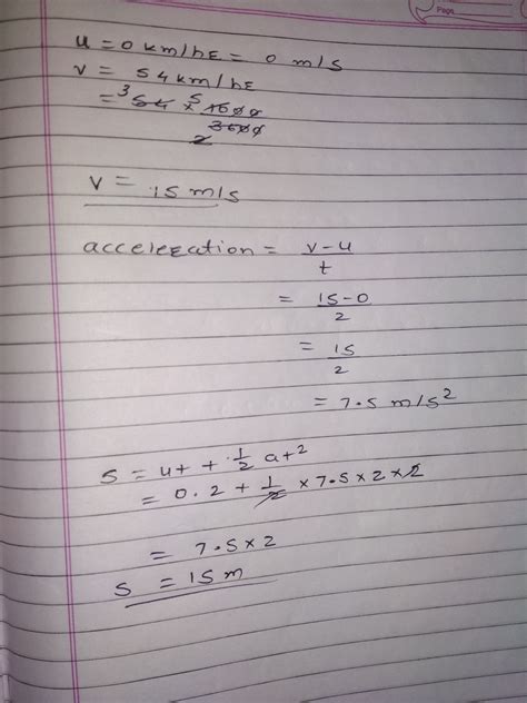 A car starts from rest and acquires velocity of 54km/h in 2 seconds ...