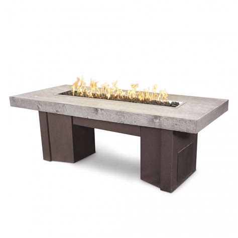 The Outdoor Plus Rectangular GFRC Alameda Wood Grain Fire Table - Fire ...