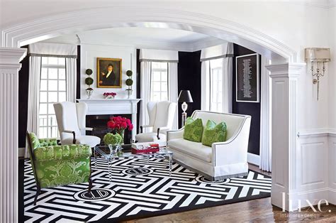 green black white living room