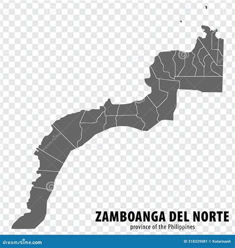 Blank Map Zamboanga Del Norte of Philippines. High Quality Map Province ...