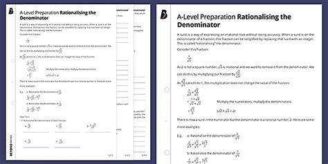 👉 A-Level Maths Preparation: Rationalising the Denominator