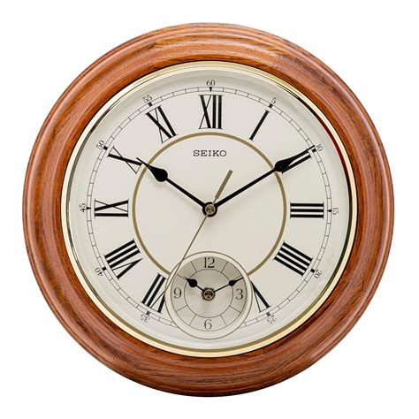 Seiko Elegant Round Brown Wooden Analog Home Decor Roman Numbers Wall ...