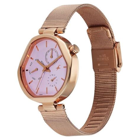 Buy Online Fastrack Tick Tock Quartz Multifunction Pink Dial Stainless ...