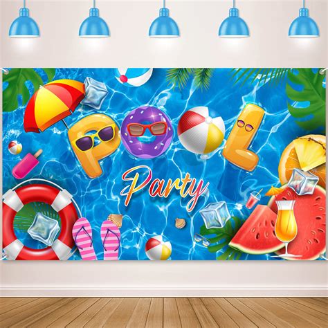 Buy Swimming Pool Party Backdrop | Summer Pool Party Banner for ...