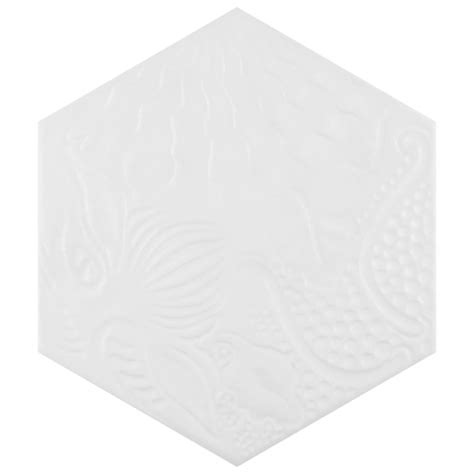 Affinity Tile Gaudi Hex White 9-in x 10-in Satin Porcelain Stone Look ...