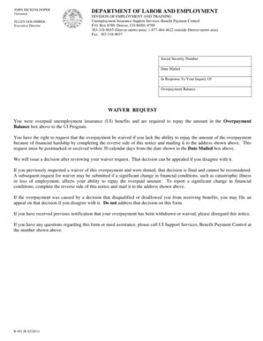 Overpayment Waiver Request - Colorado.gov - Colorado - Fill and Sign ...