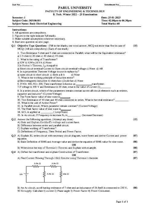 303106101 4425 Question Paper - Page 1 of 1 Seat No ...