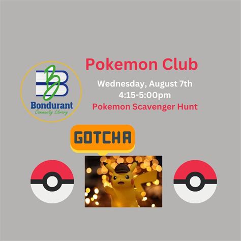 Pokemon Club - Scavenger Hunt, 104 2nd Street N.E., Bondurant, IA ...