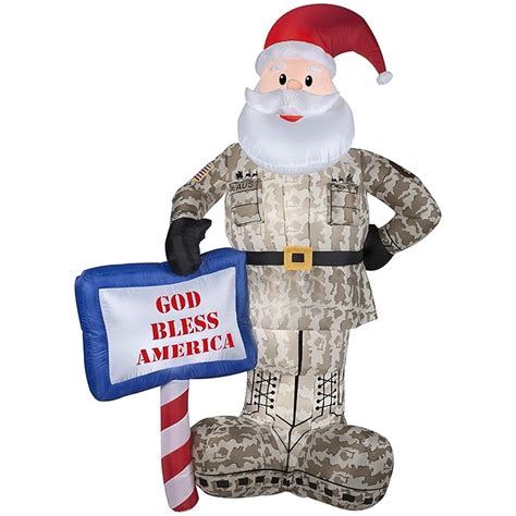 Buy Gemmy Airblown Inflatables 89127X Military Santa with God Bless ...