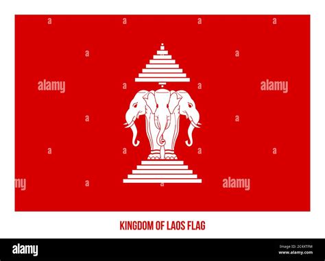 Kingdom of Laos (1947-1975) Flag Waving Vector Illustration on White Background. Historical Laos ...