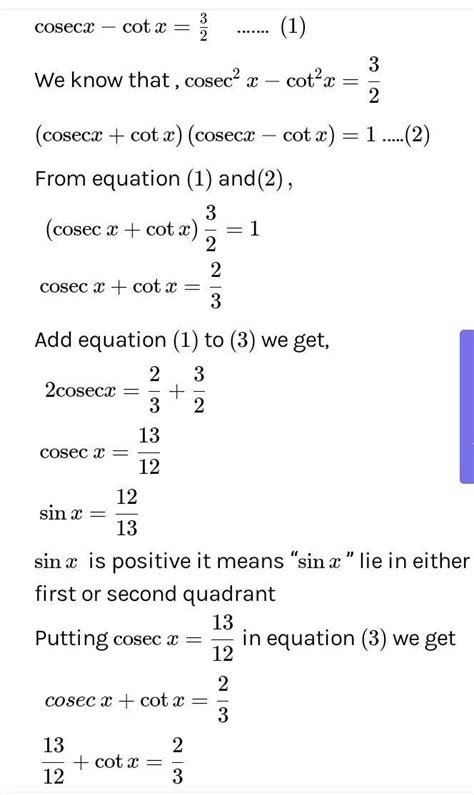 if cot x equal to minus 3 by 5 x in 2 quadrant then find sinx by 2 cos ...