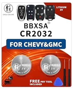 2 Pack CR2032 Key Fob Replacement Batteries for Chevy GMC Silverado ...