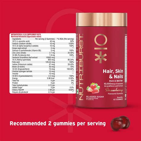 Buy NUTRIBURST BIOTIN GUMMIES TO SUPPORT HAIR, SKIN & NAIL GROWTH (60 ...
