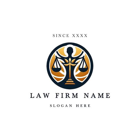 Law firm logo with scales of justice and silhouette | Premium PSD