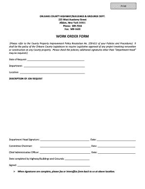 18 Printable Work Order Form Templates - Fillable Samples in PDF, Word ...