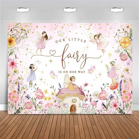 Amazon.com : Mocsicka Fairy Baby Shower Backdrop Deocrations 7x5ft Enchanted Forest Fairytale ...