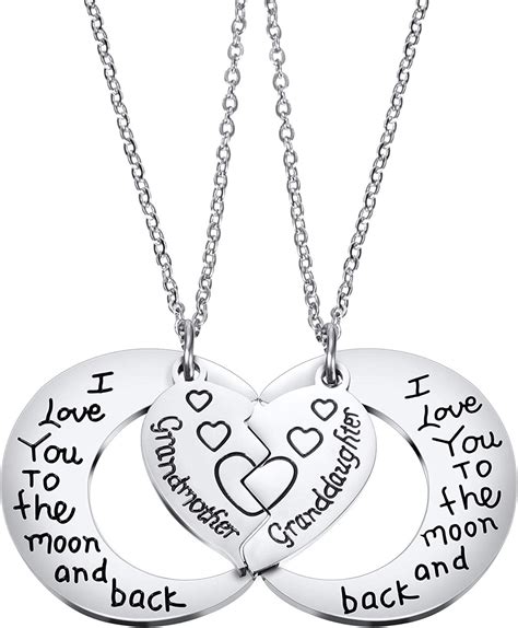 Vorkoi Mother Daughter Necklace Set, I Love You to the Moon and Back ...
