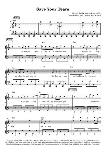 Save Your Tears - The Weeknd (Piano) By The Weeknd - Digital Sheet ...