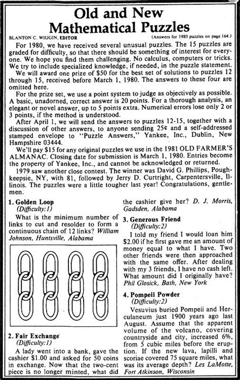 Image result for Mathematic Old Puzzles