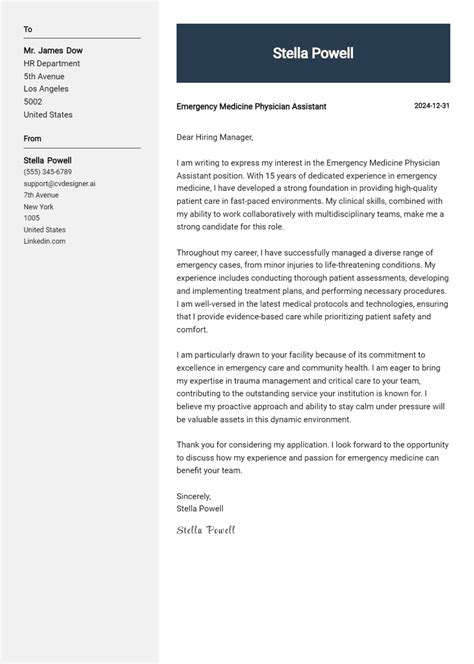 11 Emergency Medicine Physician Assistant Cover Letter Examples And ...
