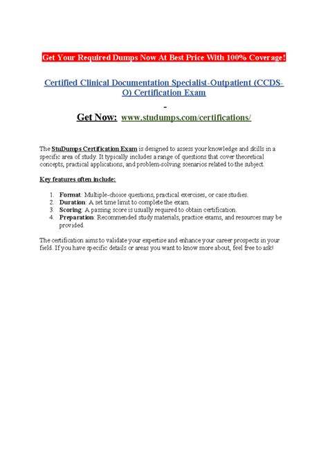 Certified Clinical Documentation Specialist-Outpatient (CCDS-O ...