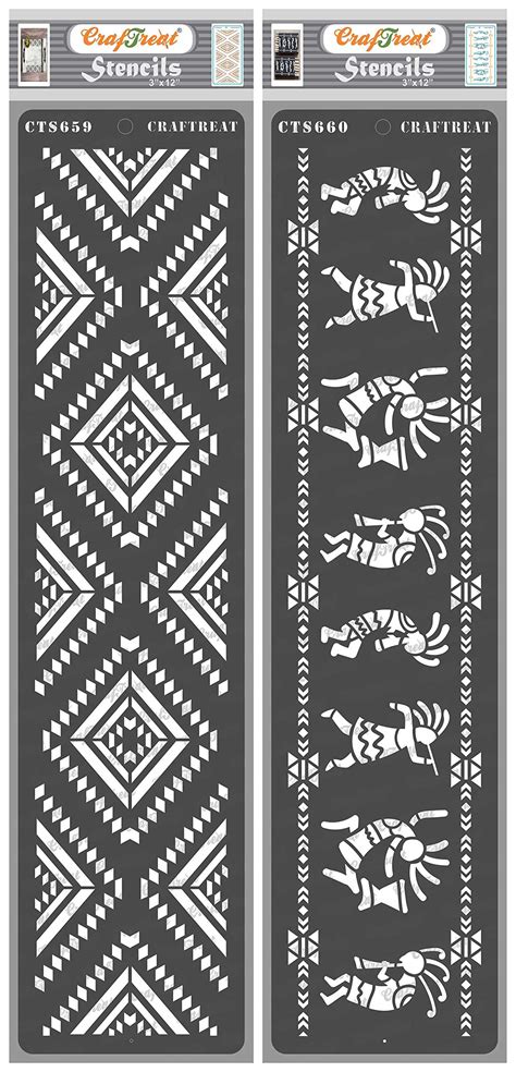 CrafTreat Kokopelli Stencil for Wall Painting - Aztec Border II and ...