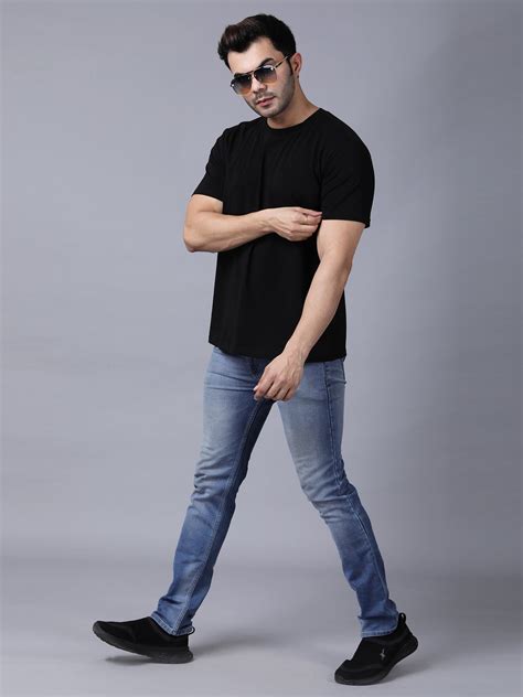 Regular Fit Solid Black Tshirt with Stretch – TrueBrands