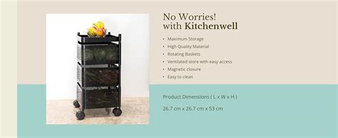 Kitchenwell Metal Multi-Purpose Trolley Storage Organizer and Kitchen ...