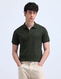 FLYING MACHINE Solid Men Polo Neck Green T-Shirt - Buy FLYING MACHINE ...