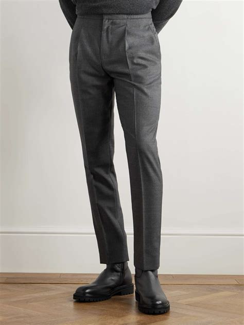 OFFICINE GÉNÉRALE Drew Tapered Pleated Wool Trousers for Men | MR PORTER