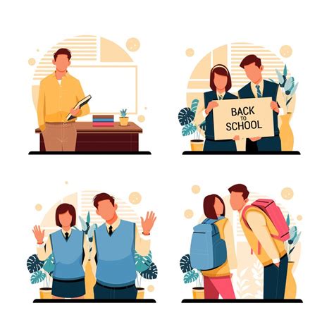 Set of portraits of school characters. flat design concept ...