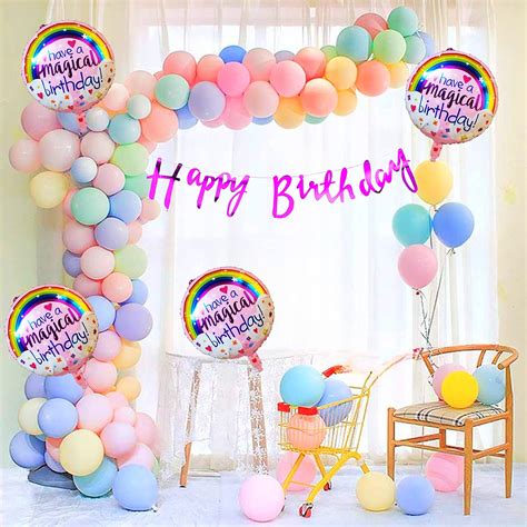GRAND SHOP Have a Magical Birthday Pastel Macron Balloons Cursive Paper ...