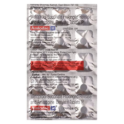 AMLODAC M TABLET 10'S, Price, Composition & Generic Alternatives - Medkart