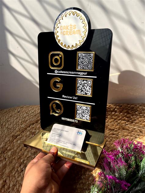 Triple qr scanner with visiting card holder – SingingThreads