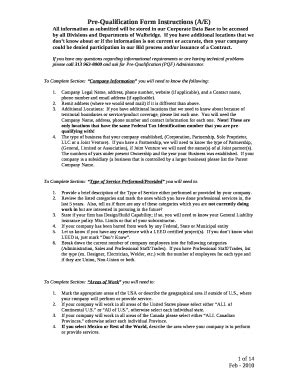 Pre-Qualification Instructions (A/E) Doc Template | pdfFiller