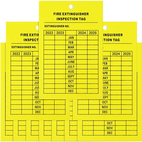 50 Pieces Monthly Fire Extinguisher Inspection Tags Record 4-Year ...