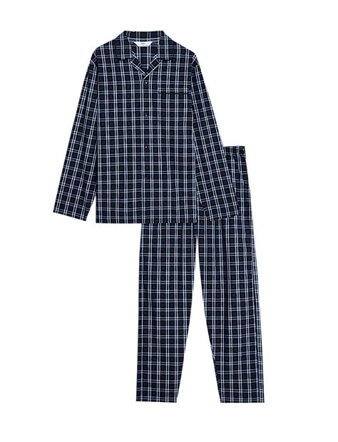 Buy Pure Cotton Checked Pyjama Set at Marks & Spencer