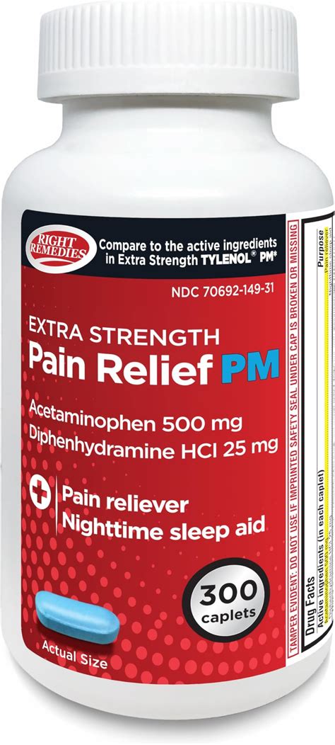 Amazon.com: Right Remedies Extra Strength Pain Relief PM & Nighttime Sleep Aid Caplets,(300 ...