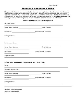 This personal reference is a required part of your loan application Doc ...