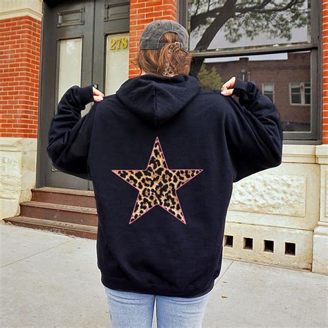 Leopard Print Star Hoodie Womens Sweatshirt Y2K Trendy Comfy Hoodie ...