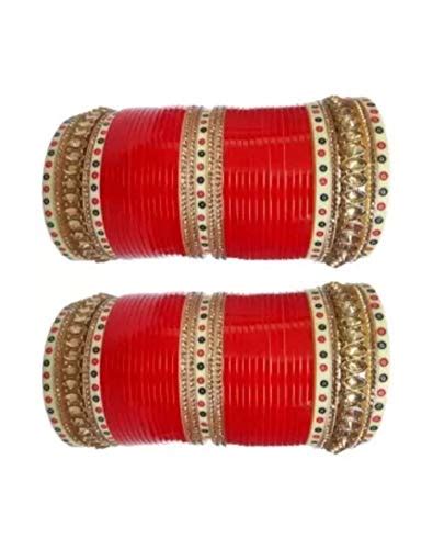 Buy Aman Bangles Handcrafted Bangles Red Bridal Chuda Set for Women ...