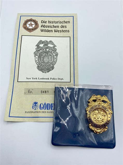 Repro Wild West American Police Dept Lynbrook NY Badge & Certificate