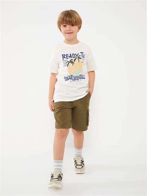 Basic Boy Cargo Shorts With Elastic Waist -S3AP22Z4-JNN - S3AP22Z4-JNN ...
